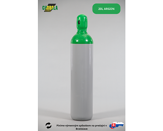 Fľaša oceľová ARGON 20l + náplň Argon 20l / 20 MPa