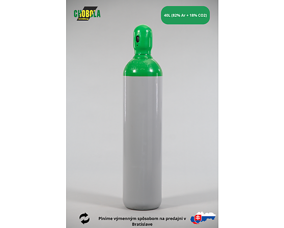 Fľaša oceľová ARGON 40l + náplň Argon 40l / 20 MPa