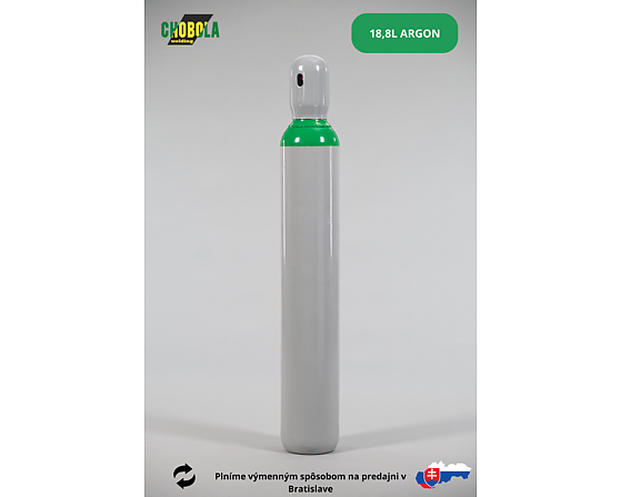 Fľaša oceľová ARGON 18l + náplň Argon 18l / 20 MPa